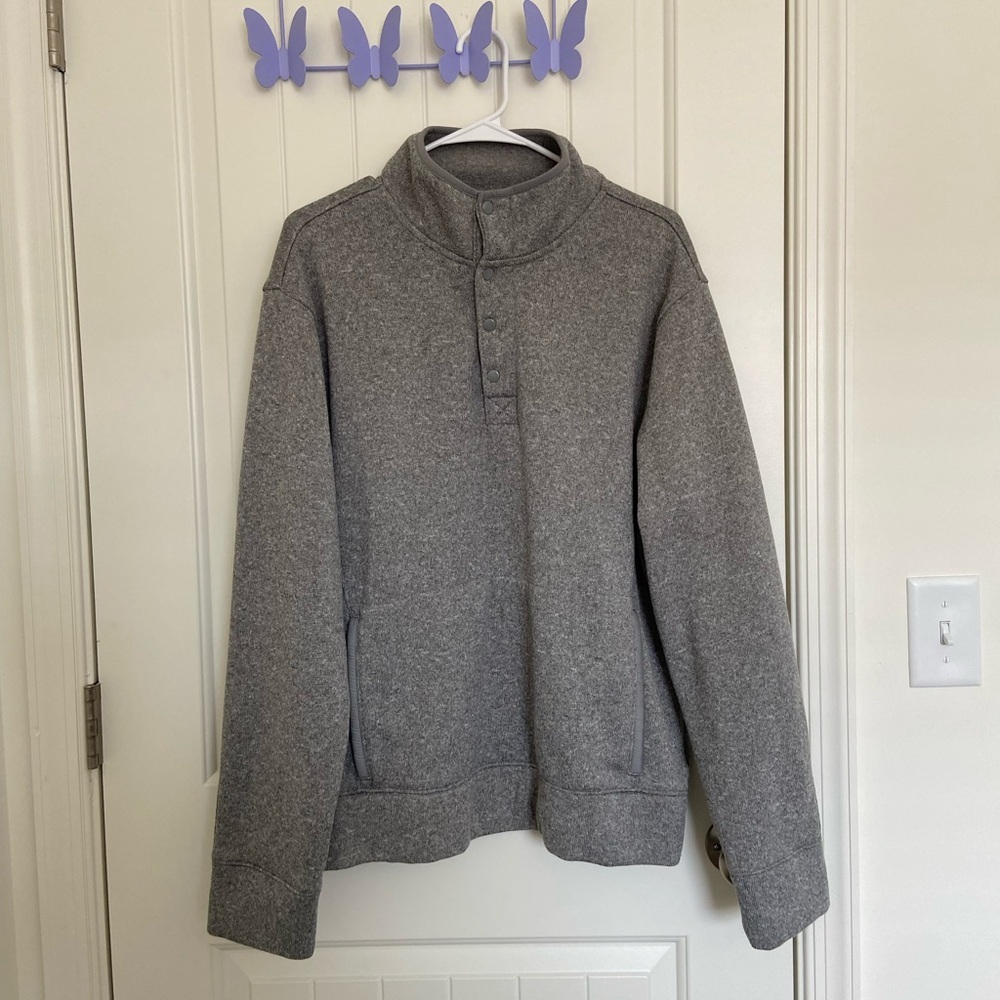 NWOT | Goodfellow & Co men’s light gray quarter button fleece lined jacket — L